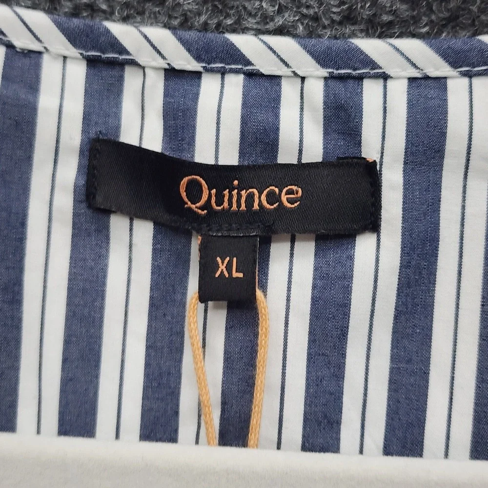 NWT Quince Organic Cotton Poplin Tiered Maxi Dress Hudson Stripe XL Pockets - Picture 8 of 12